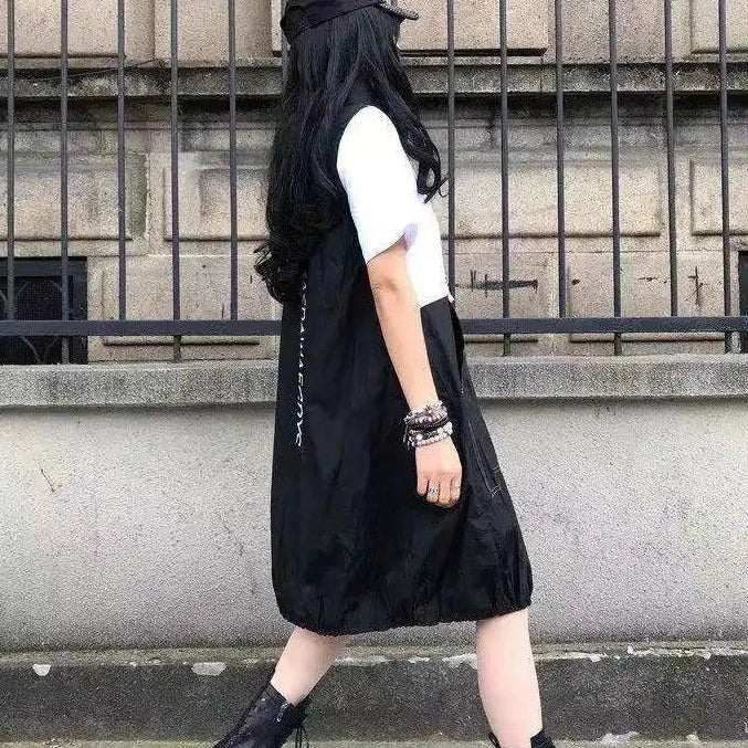 Harajuku Lockeres Reißverschlusskleid 