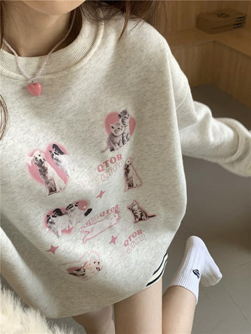 Süßes Y2K-Sweatshirt mit Hundedruck