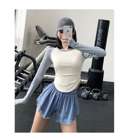 Camisetas de fitness de manga larga sin costuras para mujer