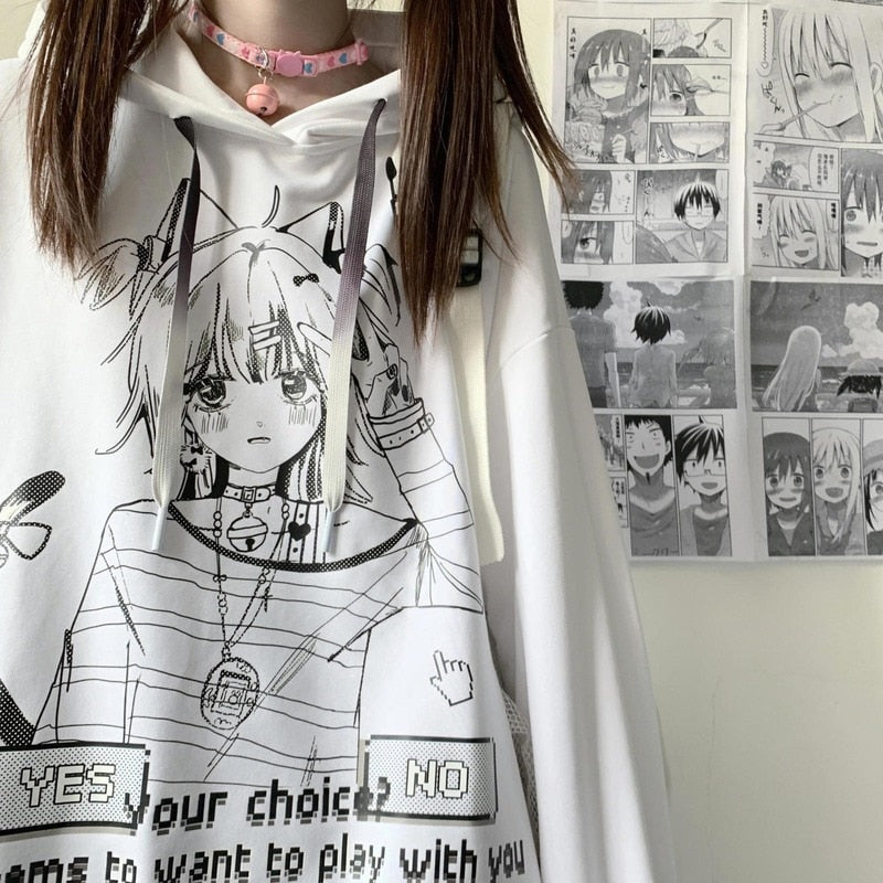 Sudadera con capucha oscura de estilo anime gótico