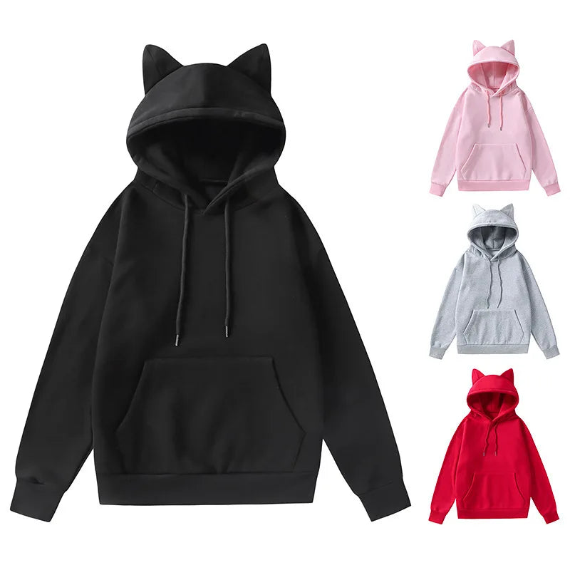 Sudadera con capucha y orejas de gato kawaii