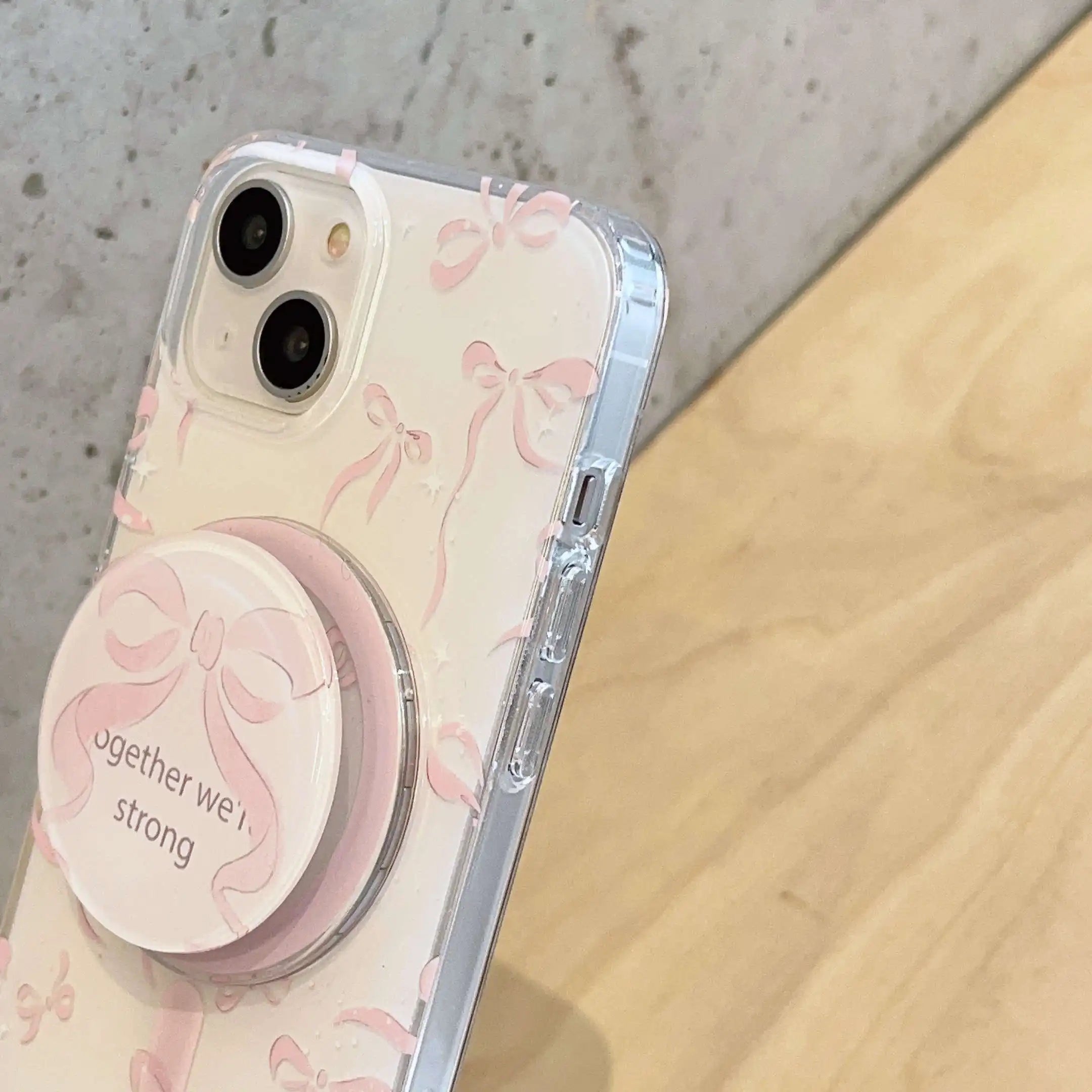 Cute Pink Bow Magnetic Grip Phone Case