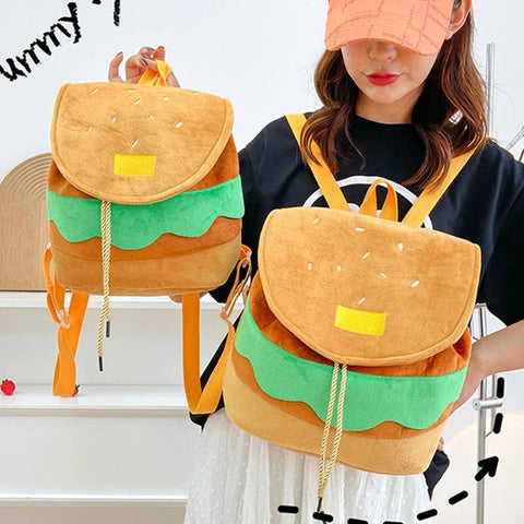 Süßer Plüsch-Rucksack im Burger-Stil