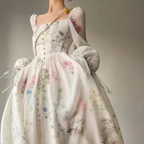 Französisches Vintage-Blumenkleid