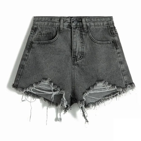 Koreanische Jeansshorts mit hoher Taille