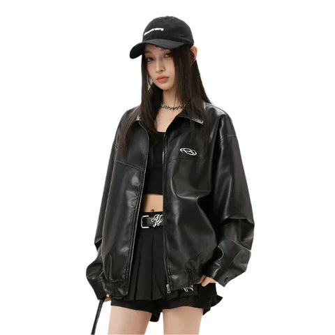 Chaqueta de cuero casual coreana