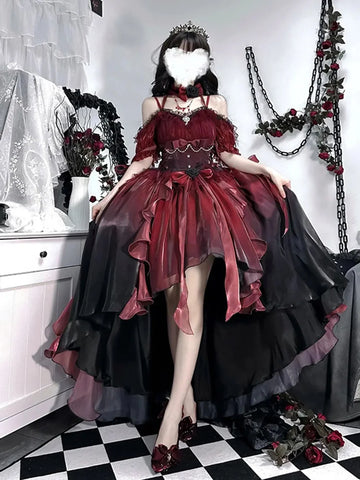 Dark Bride Lolita-Kleid mit Blumenmuster