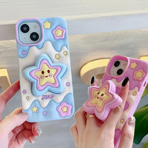 Funda para iPhone con estrellas 3D kawaii