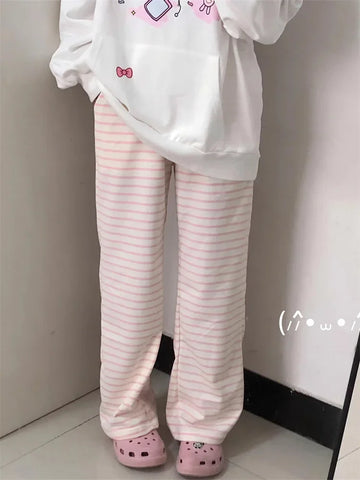 Pantalones básicos de rayas kawaii