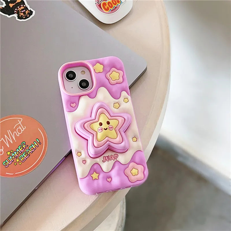 Funda para iPhone con estrellas 3D kawaii