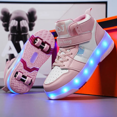 Lindas zapatillas con ruedas y luz LED