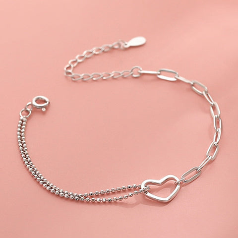 Pulsera de cadena con corazón de plata