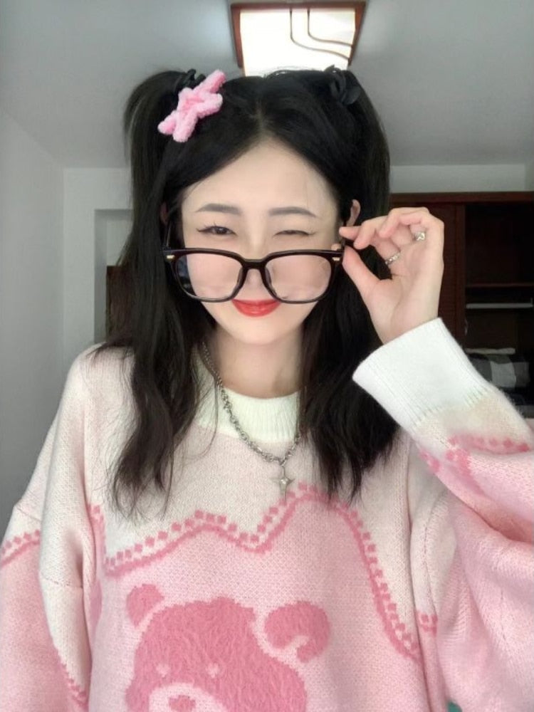 Kawaii Rosa Bärenpullover