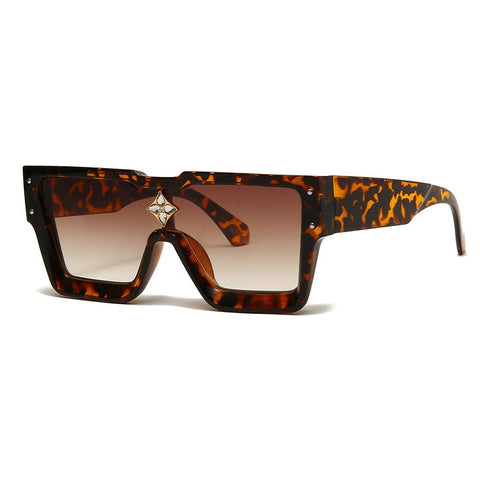 Oversized Crystal Frame Squared Sunglasses