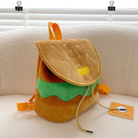 Süßer Plüsch-Rucksack im Burger-Stil