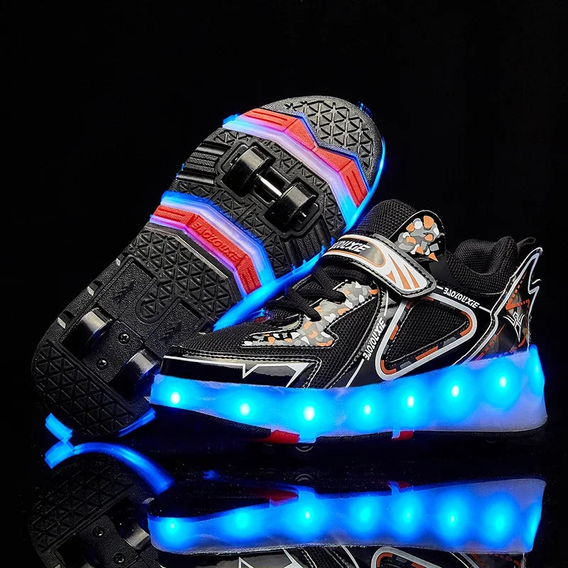 Lindas zapatillas con ruedas LED de Harajuku