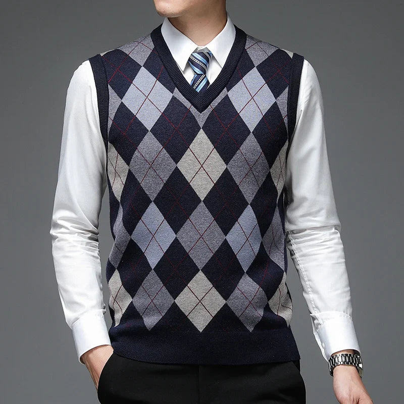 Atticus - Men's Argyle Knitted Sweater Vest