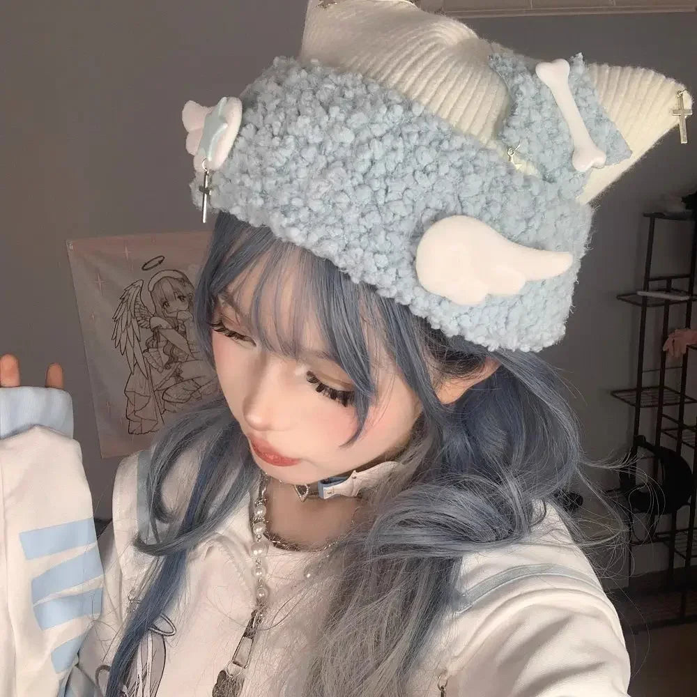 Gorro de invierno pastel de Harajuku