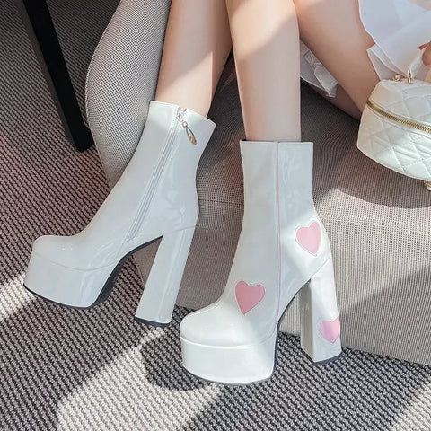 Kawaii klobige High Heel Stiefel