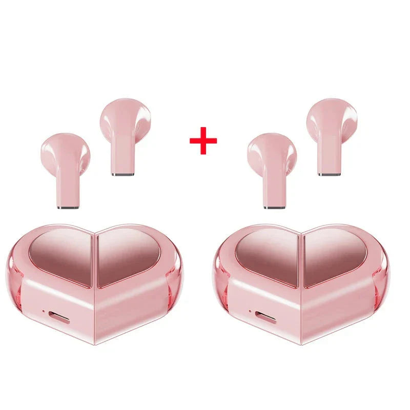 Cute Heart Shaped Wireless Earbuds