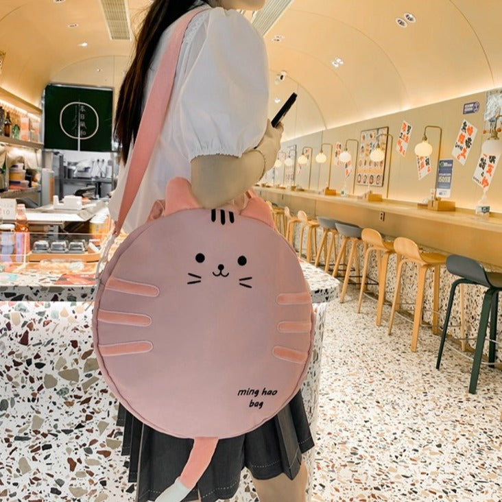 Bolso circular con forma de gato kawaii