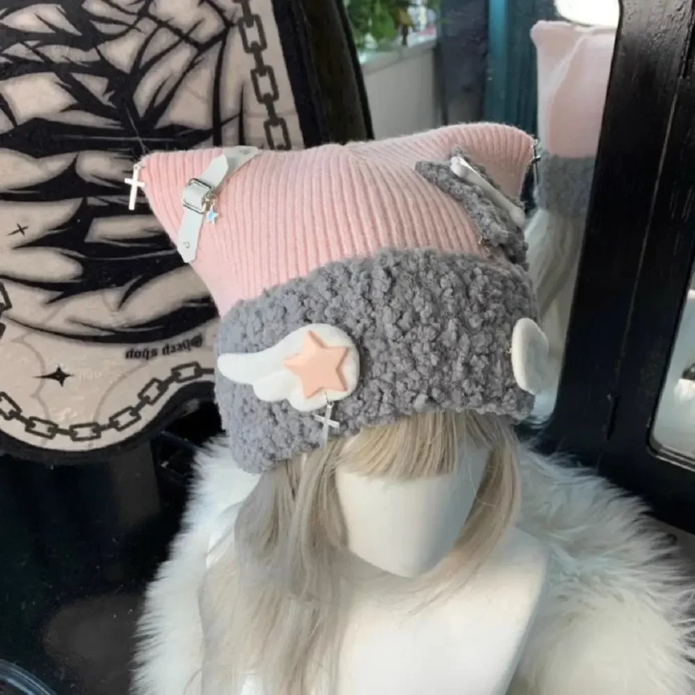 Gorro de invierno pastel de Harajuku