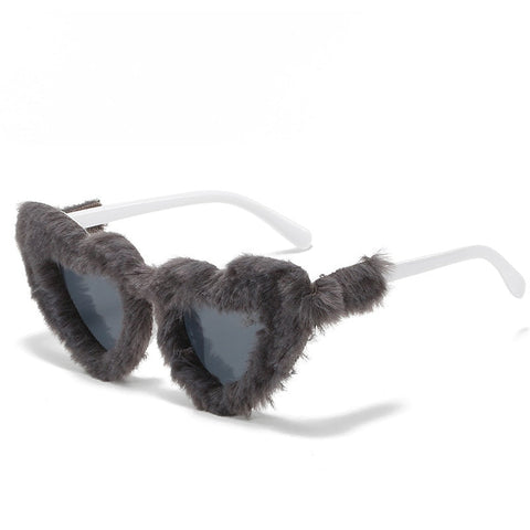 Gafas de sol retro de peluche con forma de corazón