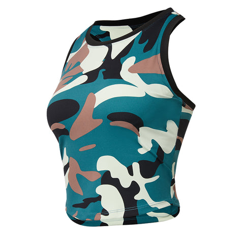 Camo Slim Fit Damen Sport- und Fitness-Top