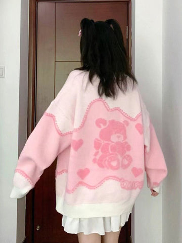 Kawaii Rosa Bärenpullover