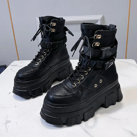 Botas de moto con plataforma punk