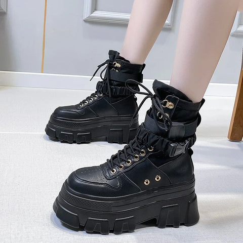 Botas de moto con plataforma punk