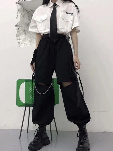 Koreanische Techwear-Cargohose mit Kette