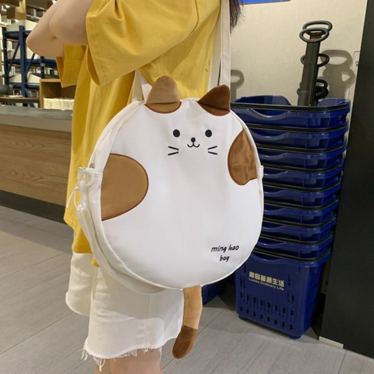 Bolso circular con forma de gato kawaii