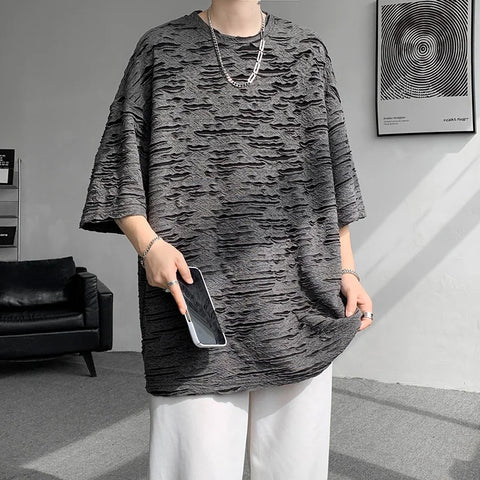 Camiseta coreana informal con rotos