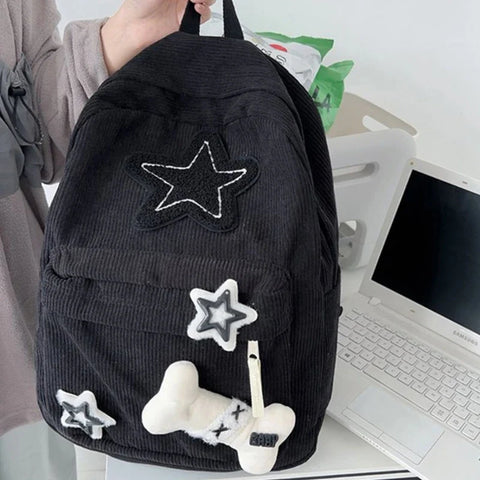 Mochila preppy de pana Y2K