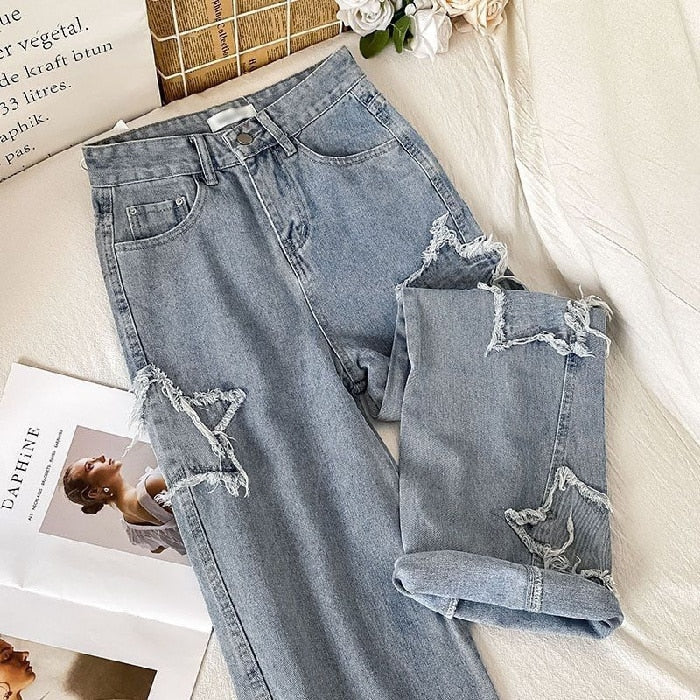 Koreanische Mode High Waist Jeans