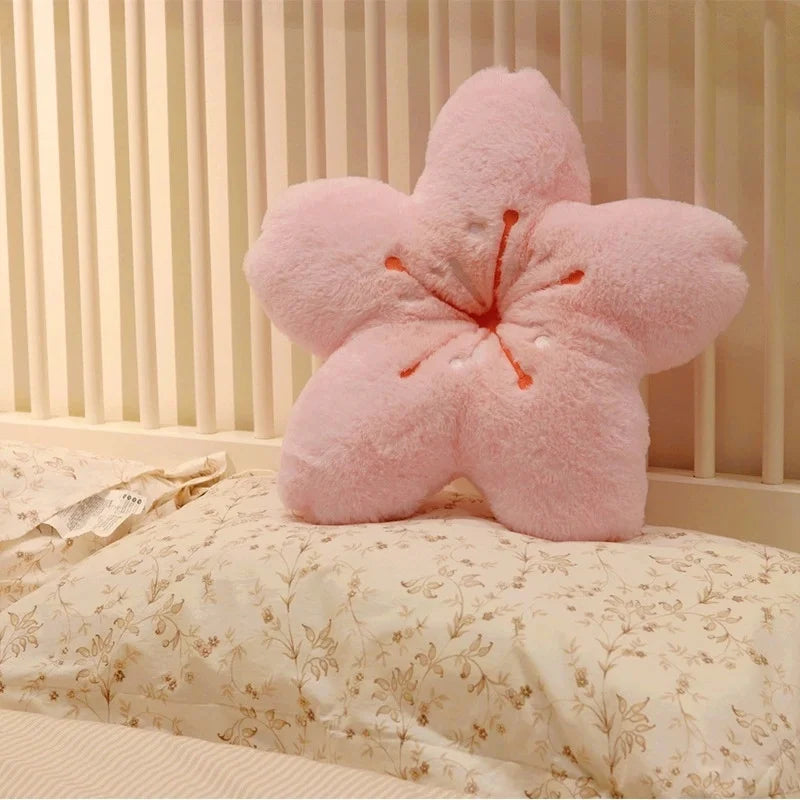 Almohada de peluche con forma de flor de cerezo kawaii