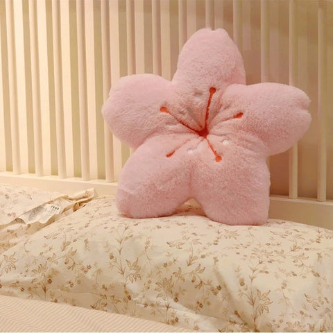 Almohada de peluche con forma de flor de cerezo kawaii