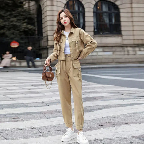 Korean Cargo Outfit Set - Jacket & Pants