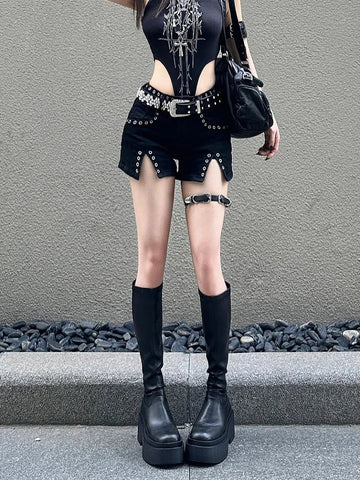 Goth Low Waist Denim Shorts