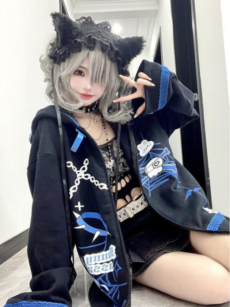 Harajuku Y2K Hoodie mit Hasenohren