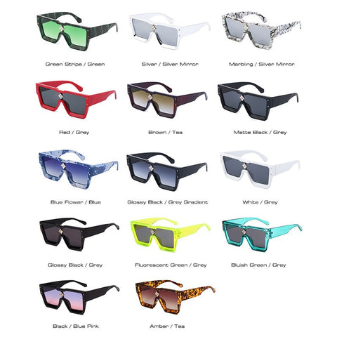 Oversized Crystal Frame Squared Sunglasses