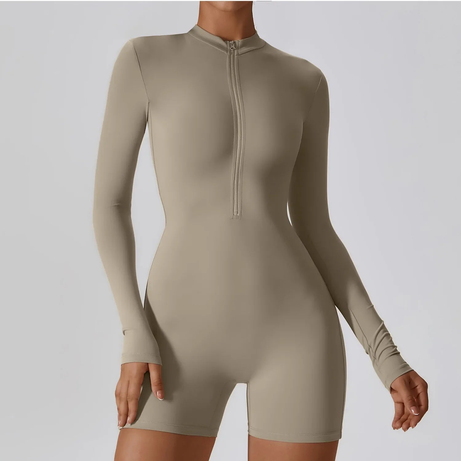 Karina - Long Sleeve Zipper Active Romper