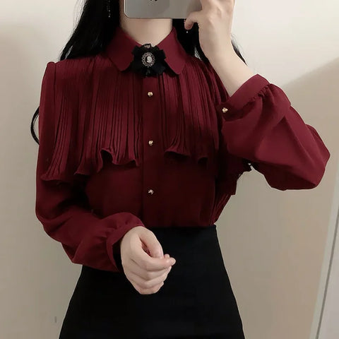 Koreanische süße Preppy-Bluse