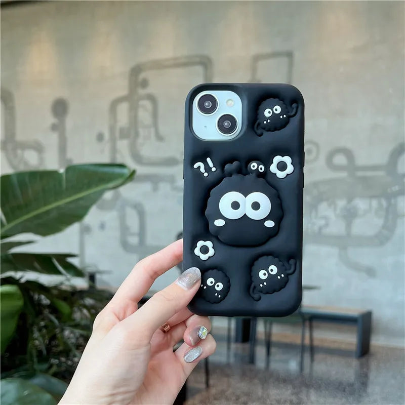 Funda para iPhone con dibujos animados en 3D kawaii