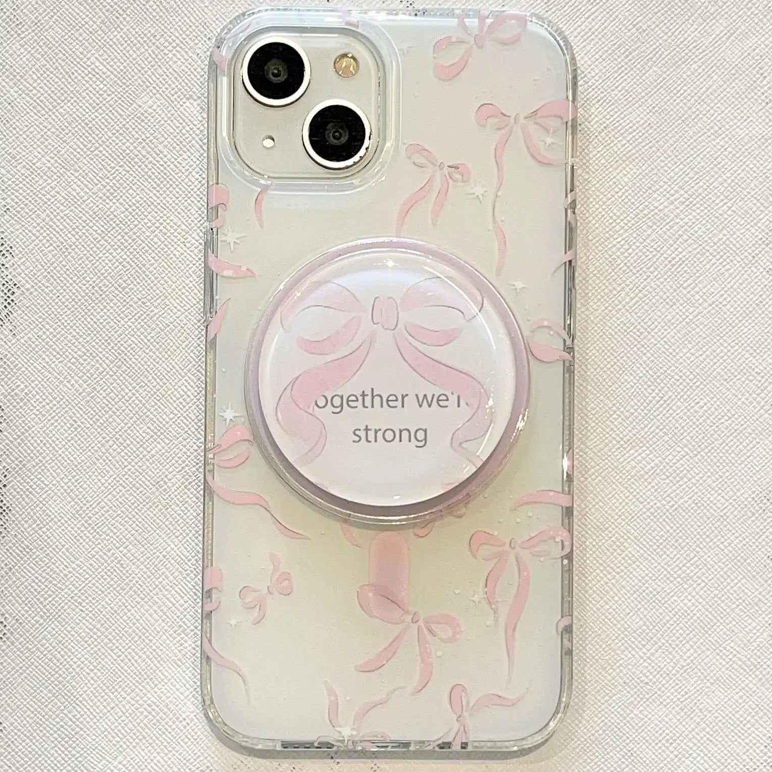 Cute Pink Bow Magnetic Grip Phone Case