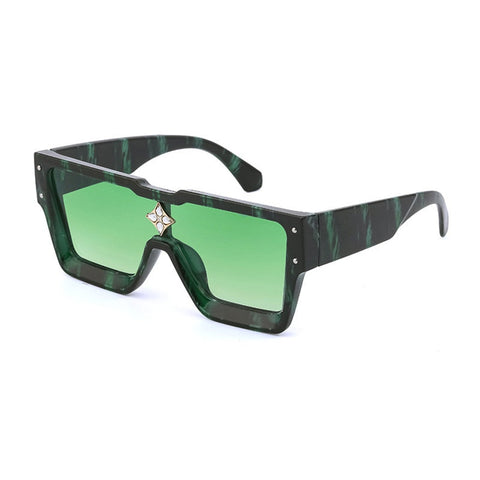 Oversized Crystal Frame Squared Sunglasses