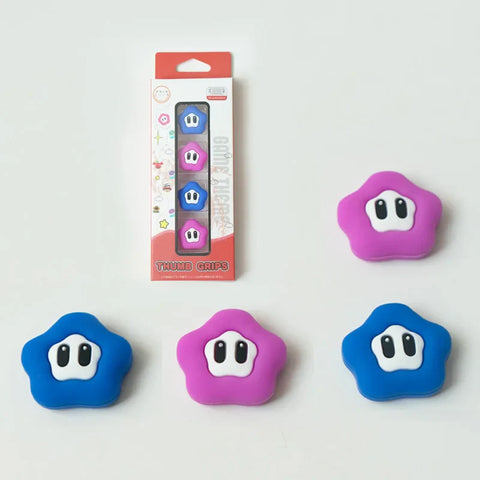 Tapas de agarre para pulgar con forma de estrella Kawaii para Switch