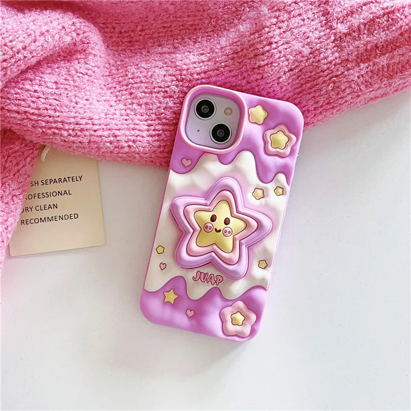 Funda para iPhone con estrellas 3D kawaii