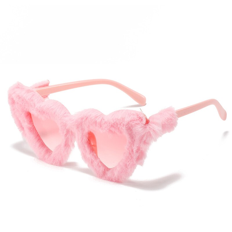 Gafas de sol retro de peluche con forma de corazón